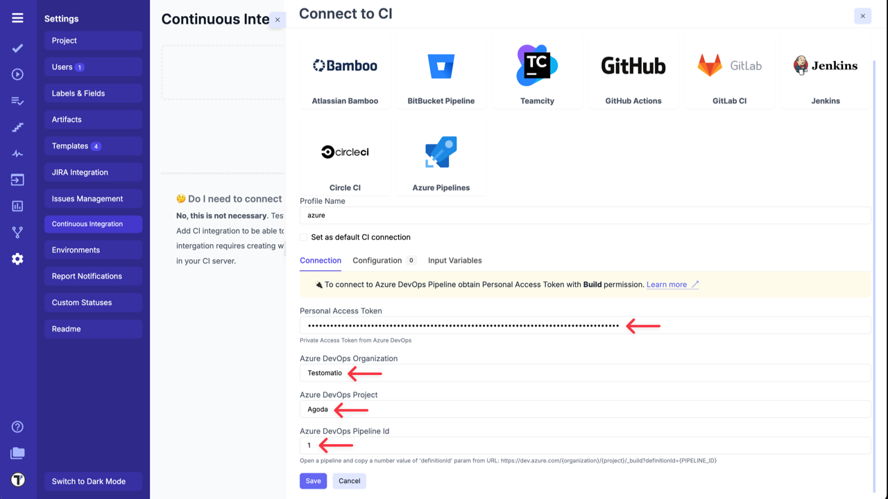 Testomatio - Azure Pipeline