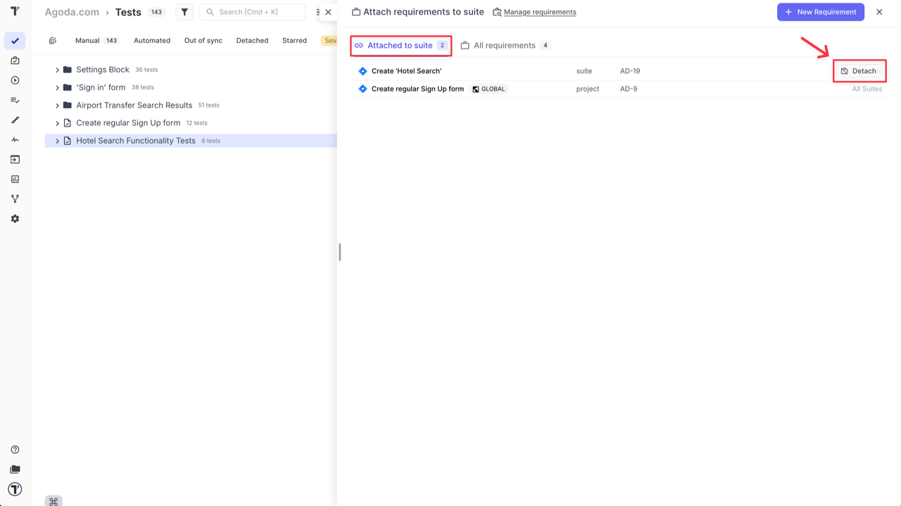 Testomat.io - Unlink Requirements